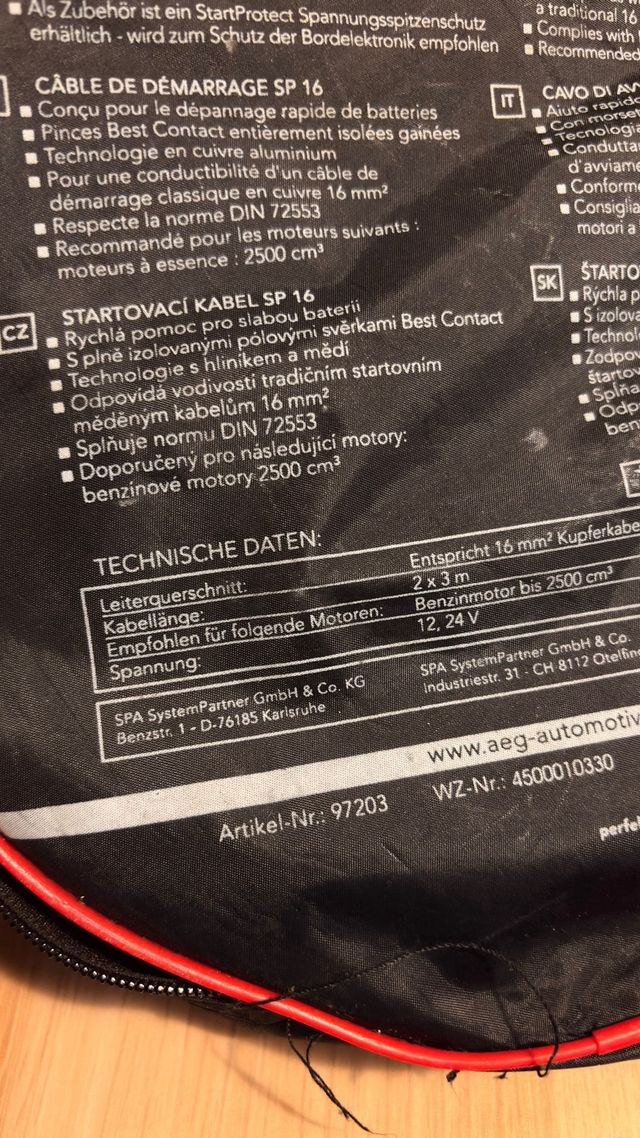 Pinzas para arrancar coche