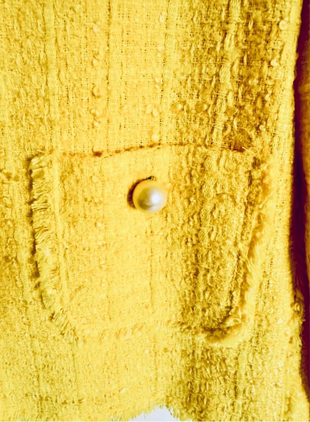 Chaqueta blazier Zara Tweed desflecada perlas