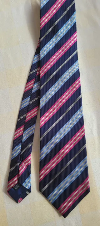 Corbata Emidio Tucci Rayas Azul Rosa