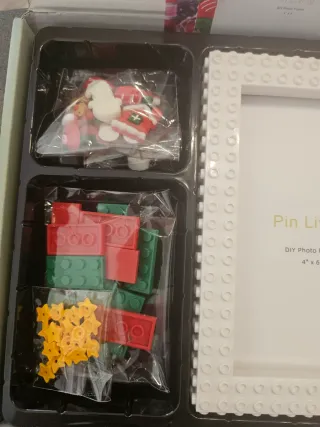 Marco de fotos navideño bricolaje tipo LEGO ideal