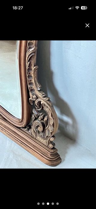 Espejo Francés Luis XV Revival Madera y Cristal