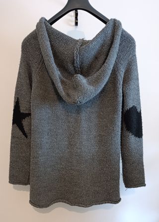 Cardigan Grigio con Cappuccio 
