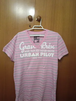 Camiseta Cool Vintage Rayas Rosas Talla L