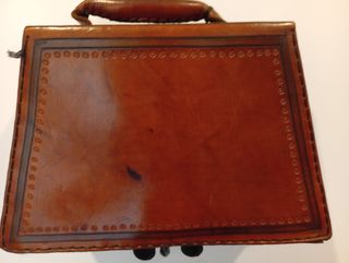 Bolso Cuero Repujado Artesanal Vintage Marrón