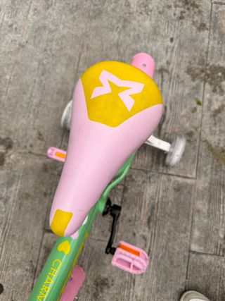 Bicicleta infantil 14” verde y rosa