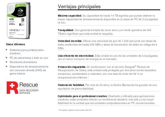 Disco Duro Seagate 10TB Barracuda Pro