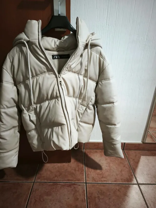 Abrigo Zara Piel Beige Mujer