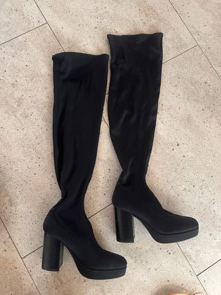 Botas altas negras plataforma tacón