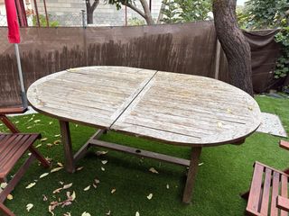 Mesa de jardín extensible de madera