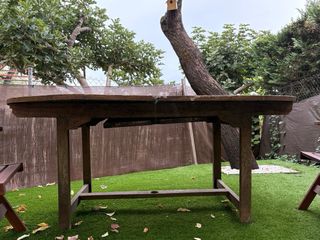 Mesa de jardín extensible de madera