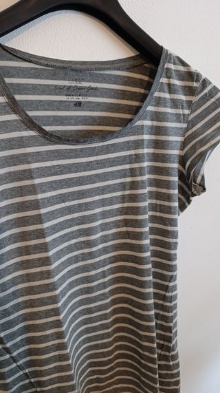 T-shirt H&M a righe grigio/bianco taglia M