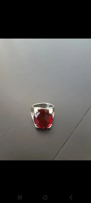 Anillo Plata Piedra Roja