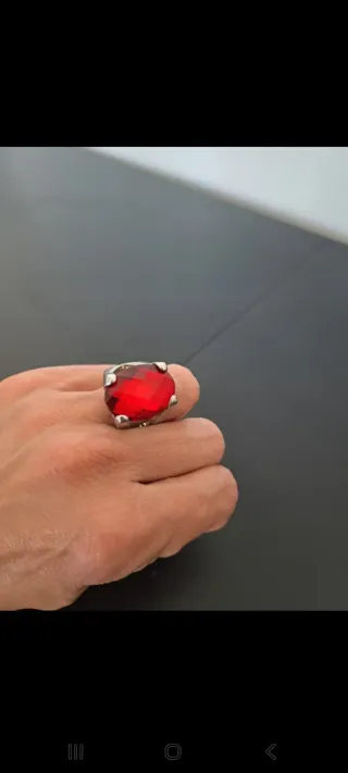 Anillo Plata Piedra Roja