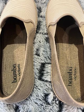 Bambas Victoria Beige Rayas Blancas