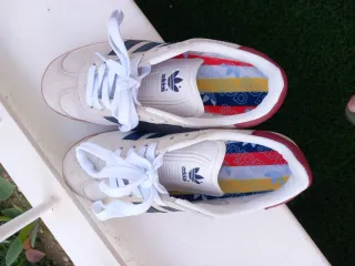 Adidas Gazelle Mujer Beige Azul