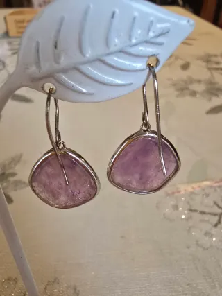Pendientes Cuarzo Rosa y Plata