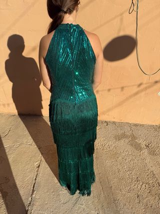 Vestido largo lentejuelas verde