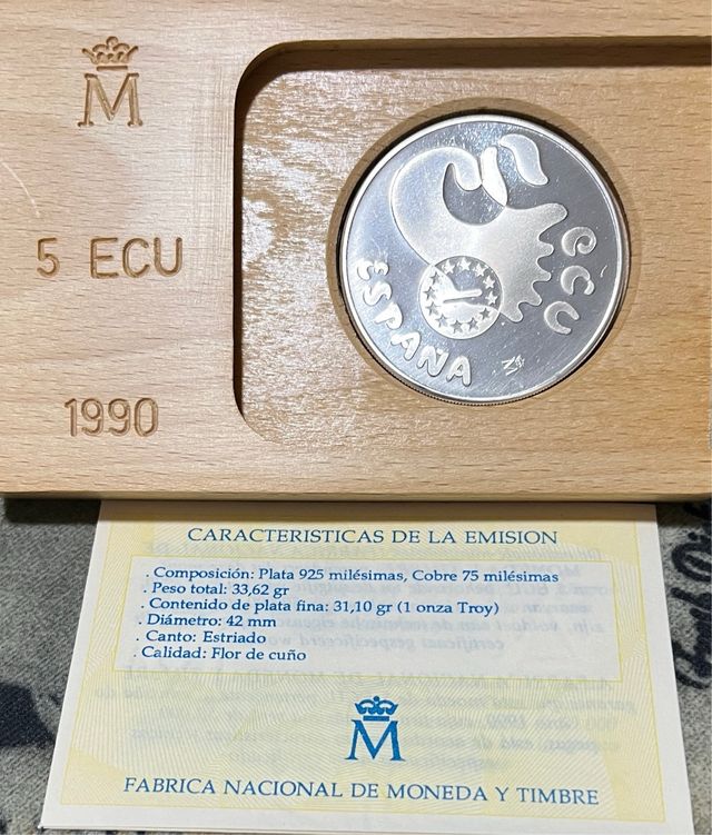 Moneda Plata ECU 1990