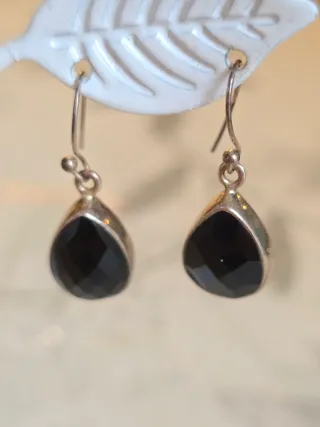 Pendientes de Onix Facetado y Plata