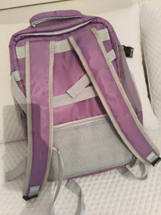 Mochila morada y gris