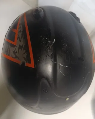 Casco Moto Kawasaki Negro Naranja