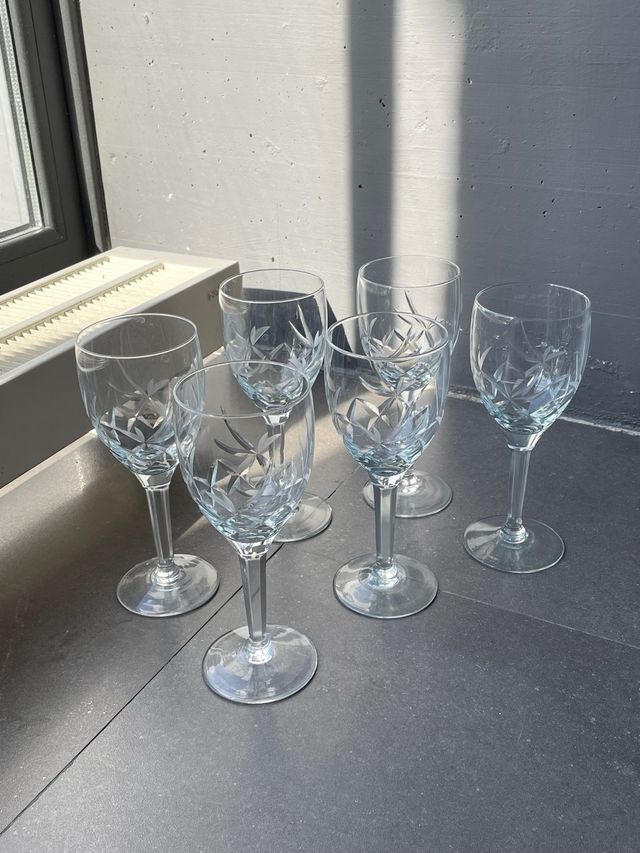 Set 6 Copas de Cristal Tallado