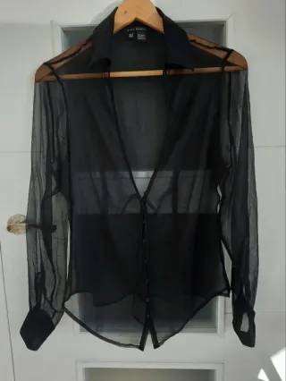 Talla 42 Zara - Blusa de seda negra