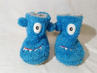 Pantofole peluche bambino/a ciclope blu