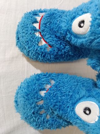 Pantofole peluche bambino/a ciclope blu