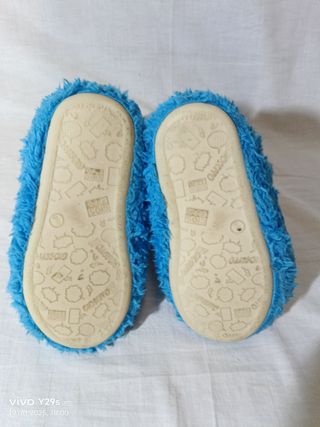 Pantofole peluche bambino/a ciclope blu