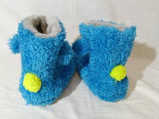 Pantofole peluche bambino/a ciclope blu