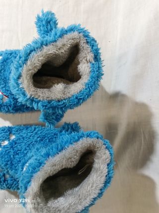 Pantofole peluche bambino/a ciclope blu