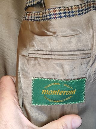 Blazer Monteroni Lana Virgen Cuadros Clásica Talla