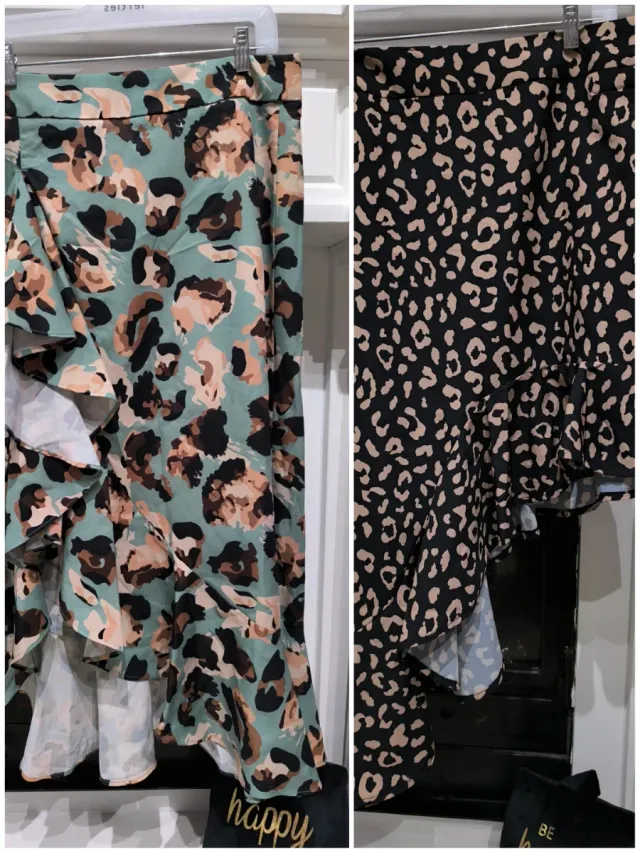 2 Faldas asimétricas estampadas.