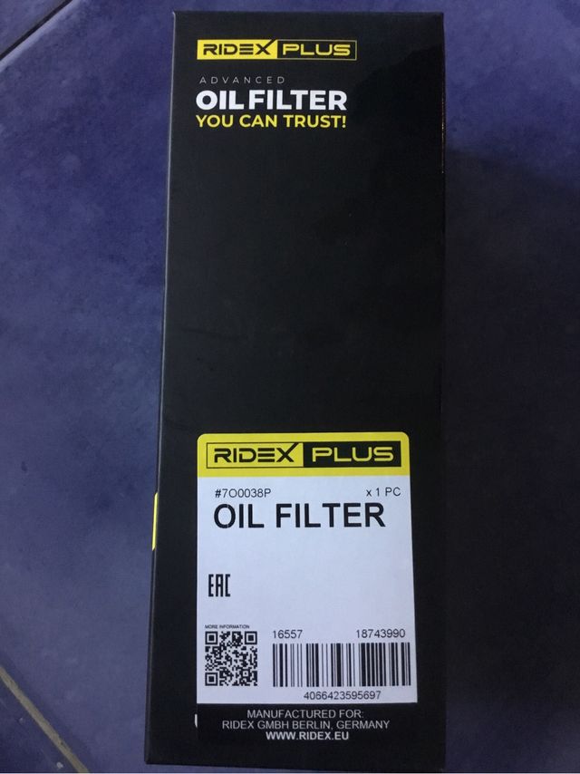 Filtro de Aceite Ridex 7O0038P para Mercedes Benz