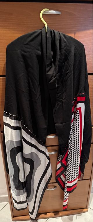 Pashmina donna nera e multicolor