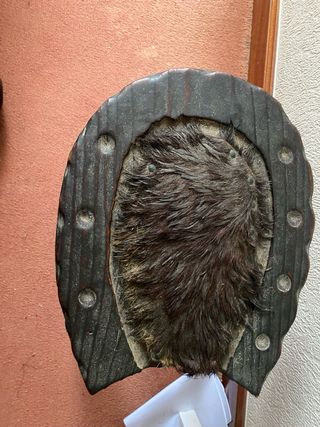 Taburete madera y pelo vintage