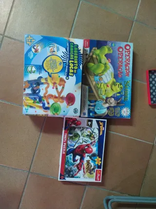 Lote 3 Juegos Mesa Niños: Shrek, Spiderman, Canica