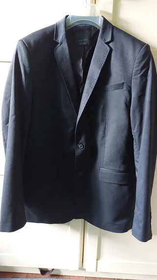 Traje Zara Azul marino a rayas