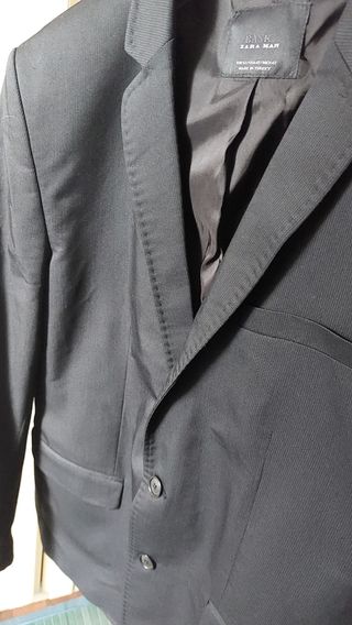 Traje Zara Azul marino a rayas