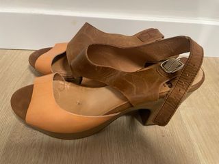 Sandalias Wonders Verano Cuña Piel Naranja