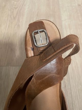 Sandalias Wonders Verano Cuña Piel Naranja