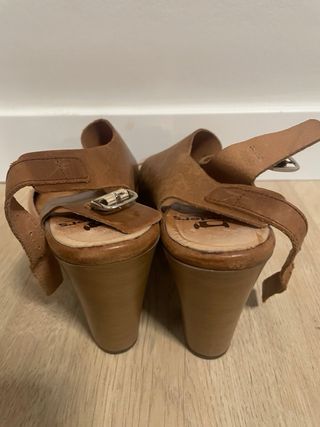Sandalias Wonders Verano Cuña Piel Naranja