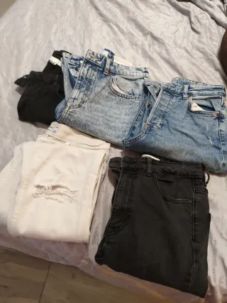 Lote 5 vaqueros chica T.36 Bershka, H&M, Pull&Bear