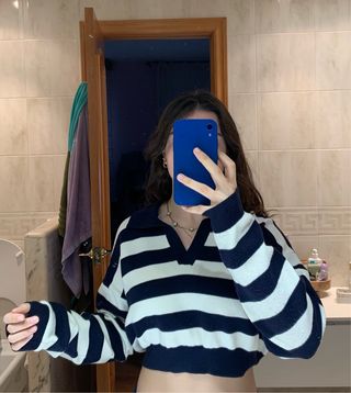 Jersey Bershka rayas azul y blanco