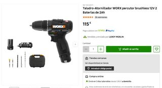 Taladro Percutor WORX WX121 12V 38Nm Brushless