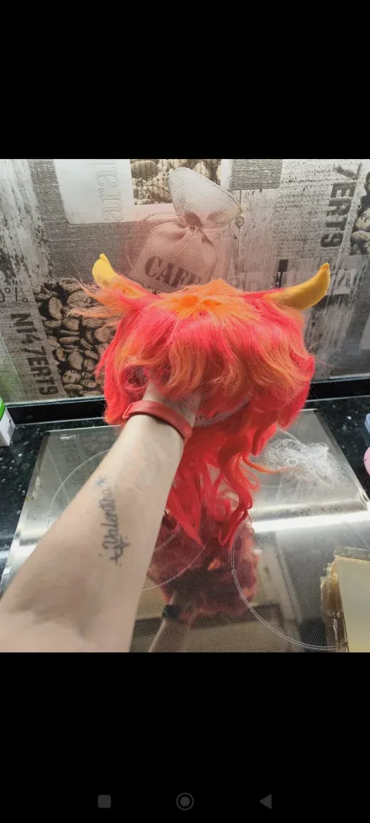 Peluca disfraz naranja