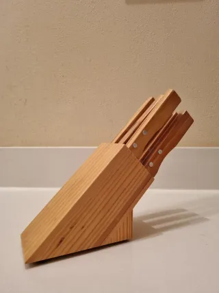 Set Coltelli Tavolo Acciaio e Legno