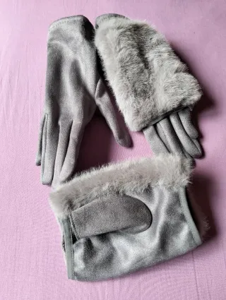 Guantes grises con pelo desmontable