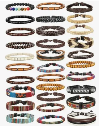 REGALA Pulseras de cuero con metal, colores, siete